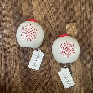 NWT Transpac Snowflake Salt and Pepper Shaker Set Red and White